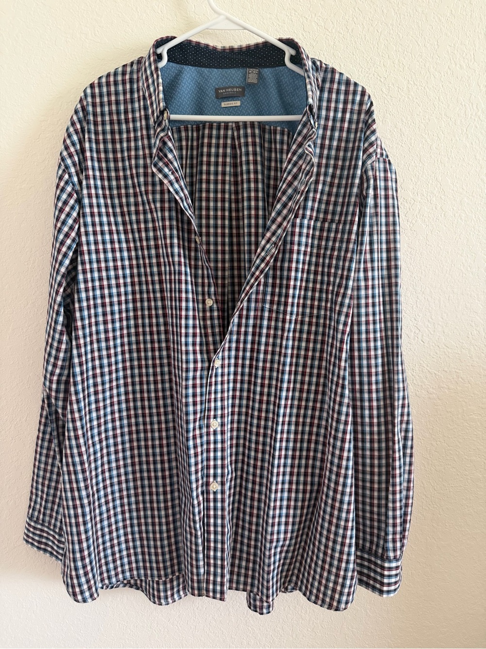 Van Heusen Men's Multicolor Check Button-Down Shirt (Blue, Red, White)
